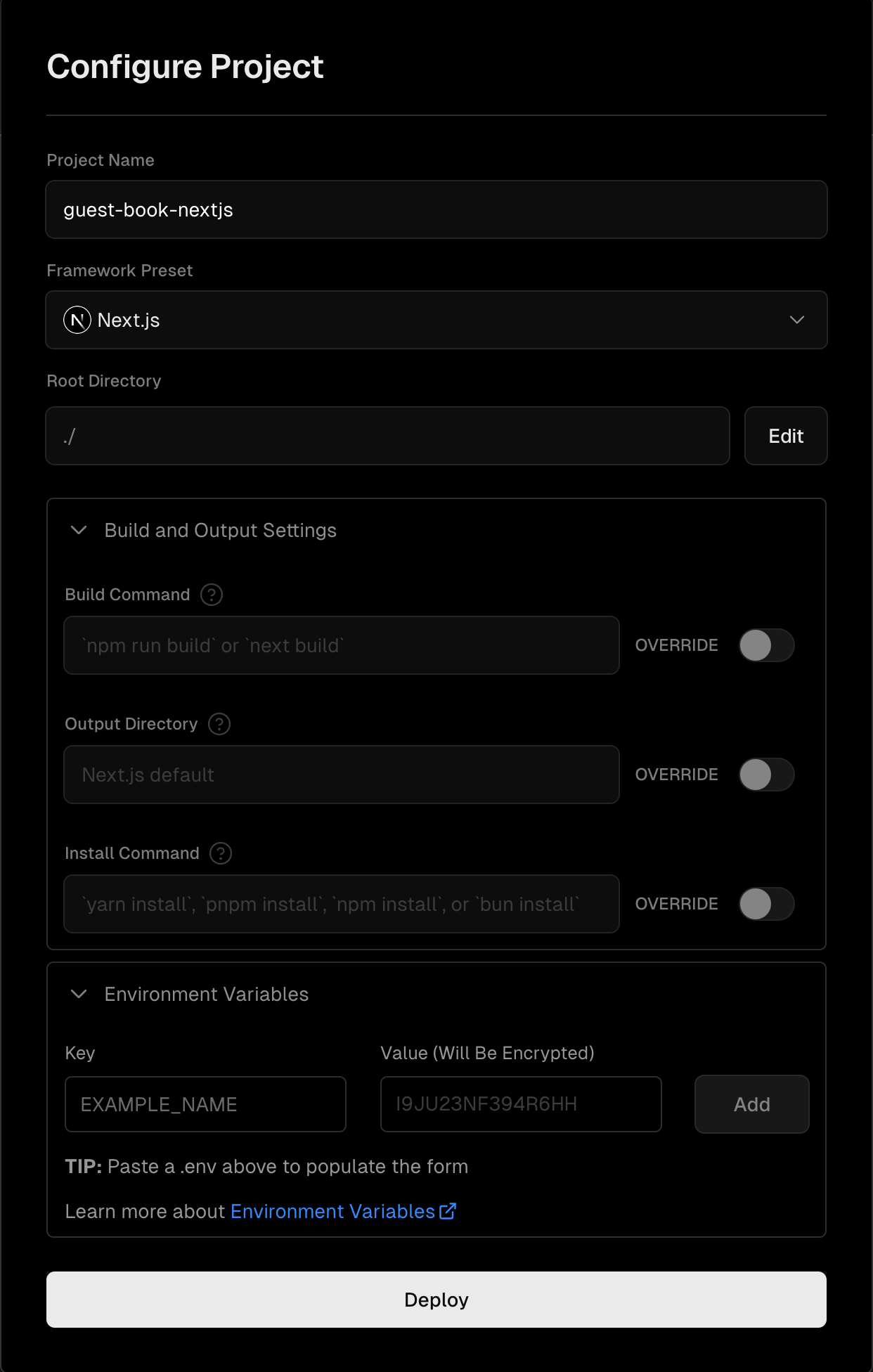 Project setting
